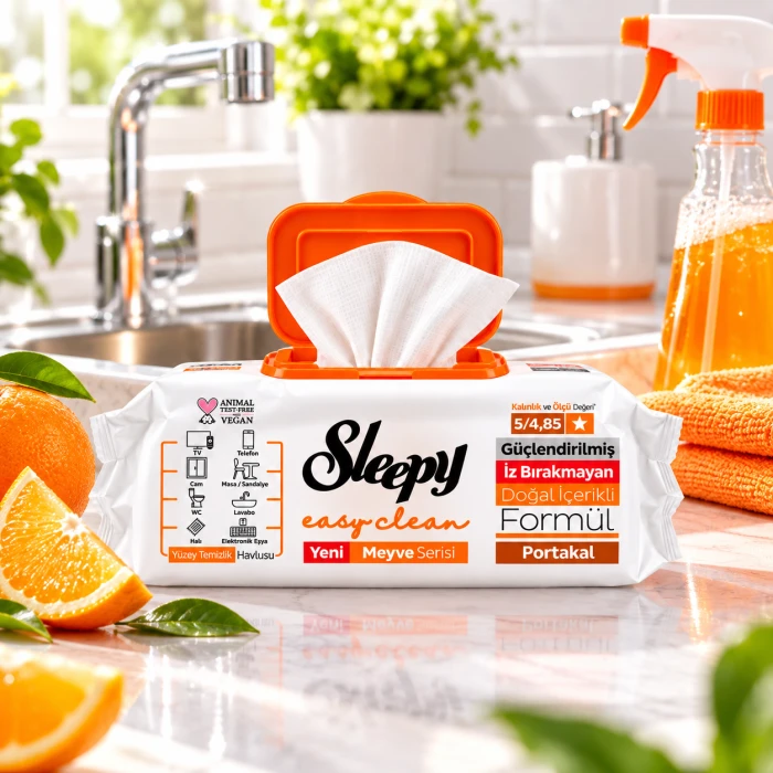 Sleepy Easy Clean Pomarańcza 100 szt. – chusteczki do wielu powierzchni