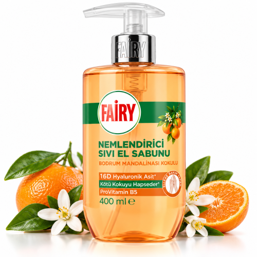Fairy Mandarynka 400 ml – mydło w płynie do rąk z kwasem hialuronowym i B5