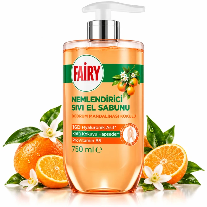 Fairy Mandarynka 750 ml – mydło w płynie do rąk z kwasem hialuronowym i B5