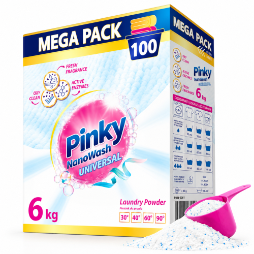 PINKY NanoWash Universal 6 kg – uniwersalny proszek do prania 100 prań