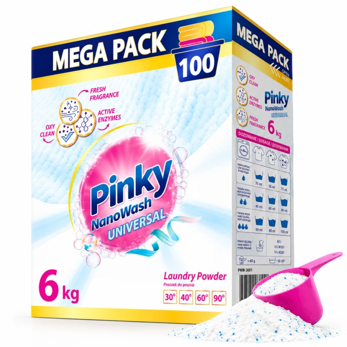 PINKY NanoWash Universal 6 kg – uniwersalny proszek do prania 100 prań