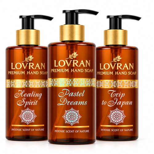 LOVRAN MIX – zestaw perfumowanych mydeł w płynie z pompką