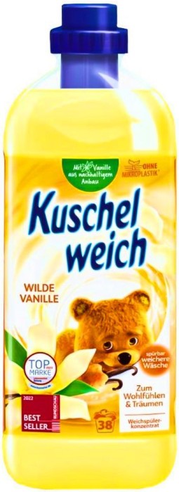 KUSCHELWEICH | Wilde Vanille | 1 L | Płyn do płukania | Dzikia wanilia | Niemiecka jakość