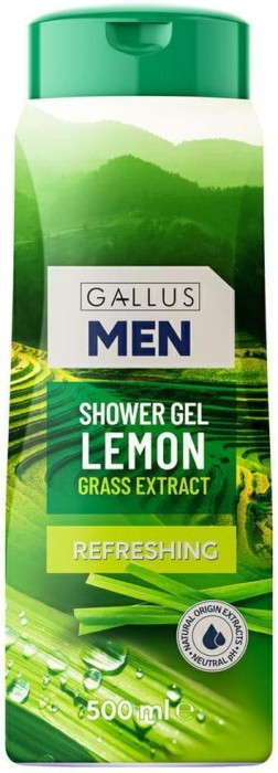 Gallus | Żel pod prysznic | 500 ml | Lemon | Zapach cytryny | Orzeźwienie | Skuteczne oczyszczanie | Do codziennego użytku