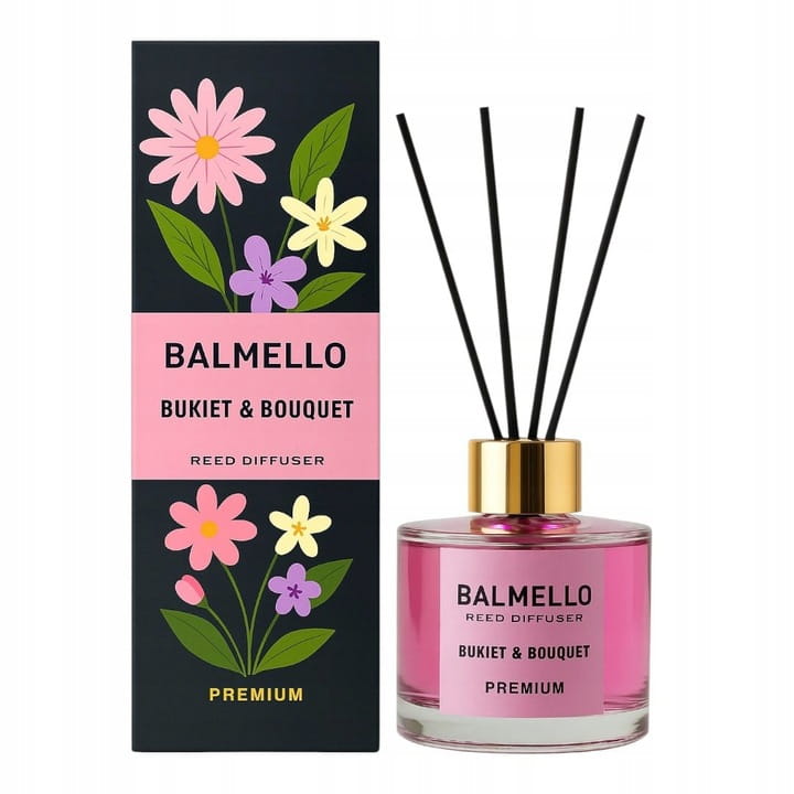 Диффузор с палочками Balmello Premium Bukiet & Bouquet, цветочный аромат, 120 мл