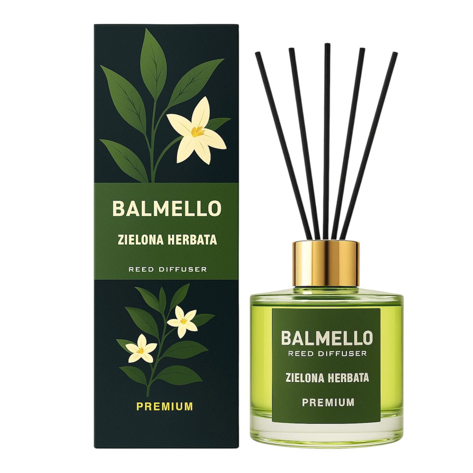 Диффузор с палочками Balmello Premium, зелёный чай, 120 мл