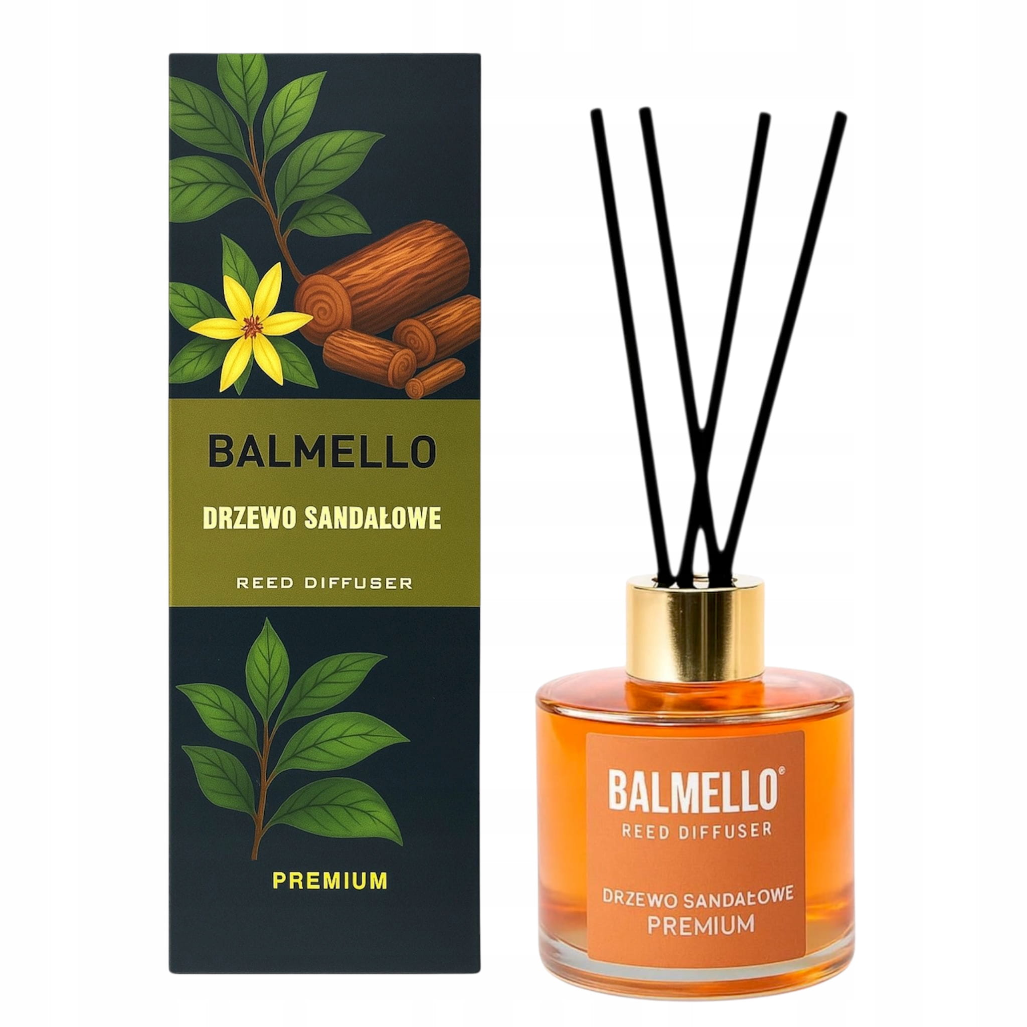 Диффузор с палочками Balmello Premium, сандаловое дерево, 120 мл