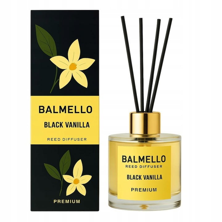 Диффузор с палочками Balmello Premium Black Vanilla, ваниль, 120 мл